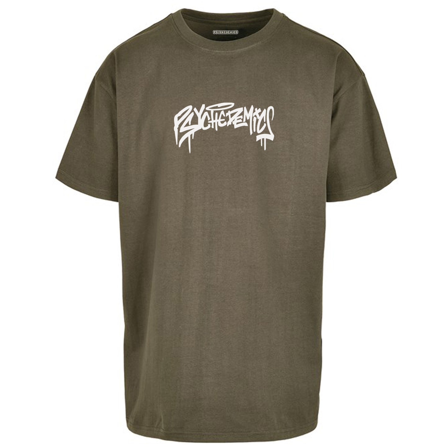 Graffiti Printed Oversized Tee - [ Olive Green ]