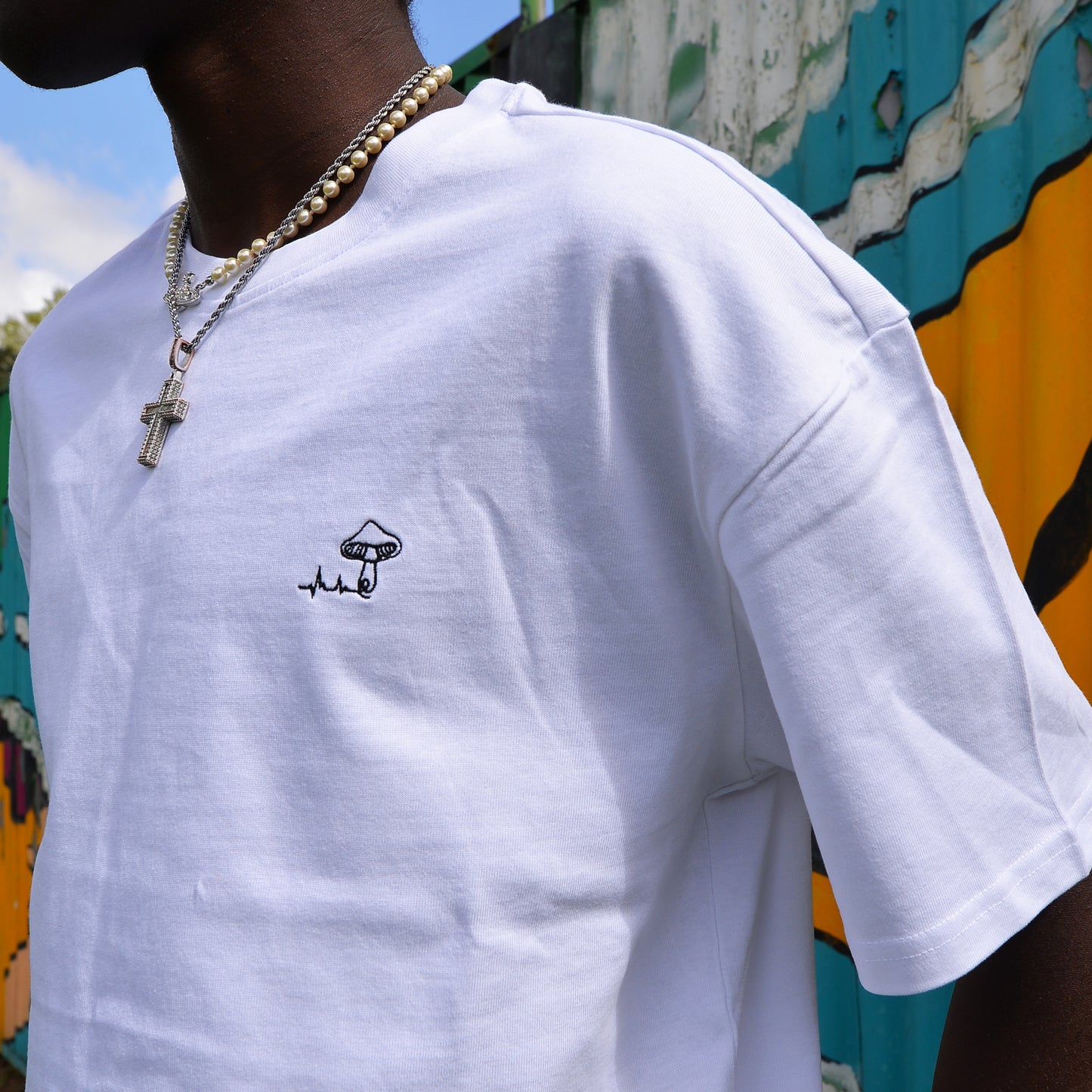 Essentials Shroom Oversized Tee - [ White ]