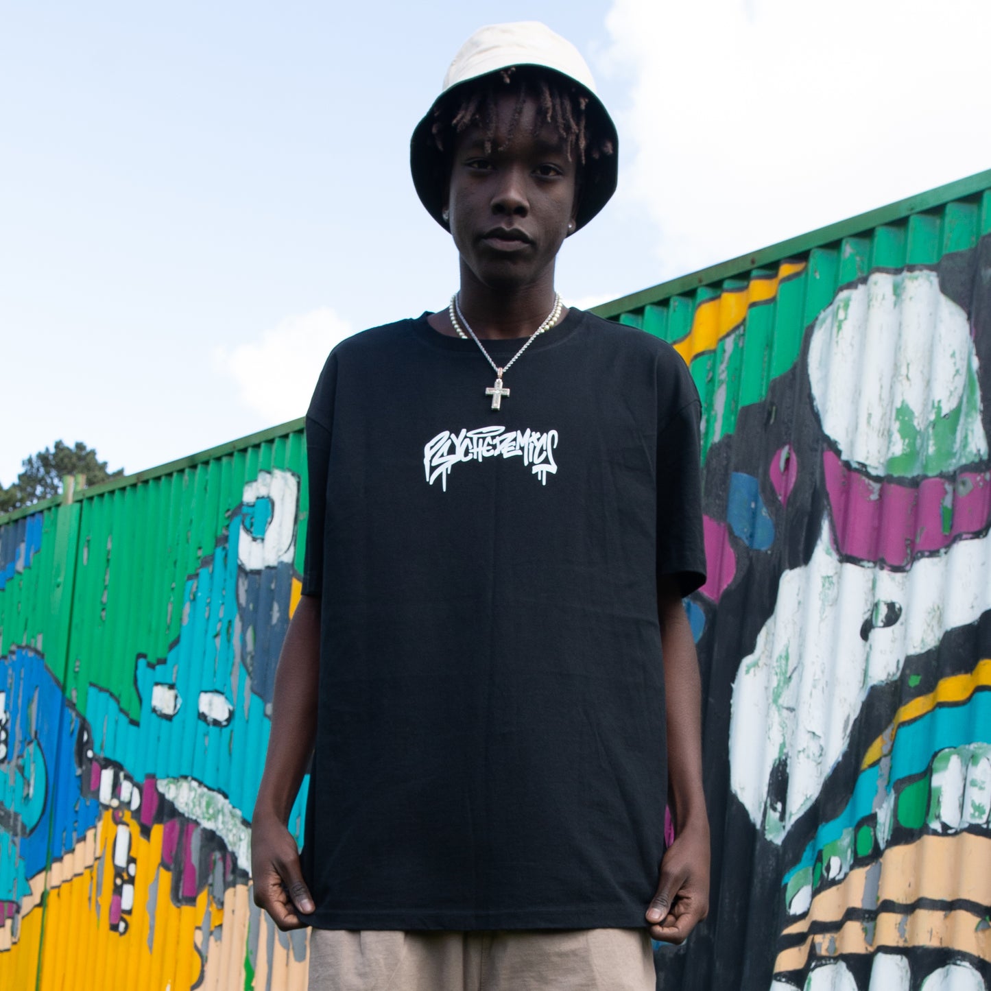 Graffiti Printed Oversized Tee - [ Black ]