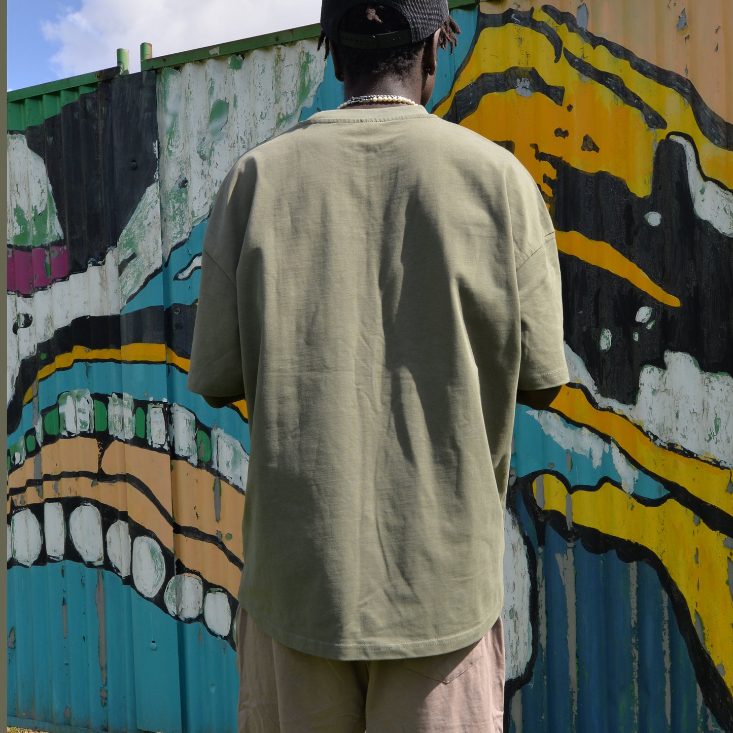 Essentials Shroom Oversized Tee - [ Olive Green ]